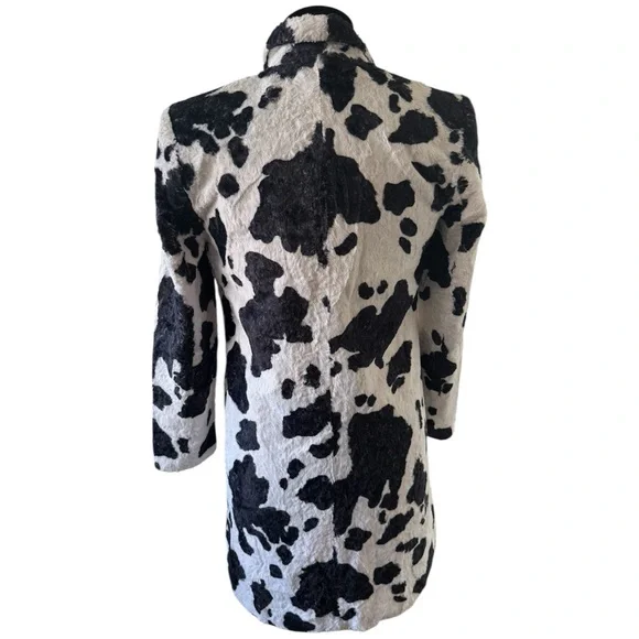 Vintage 90s Cache Cow Faux Fur Trench Coat - Picture 3 of 7